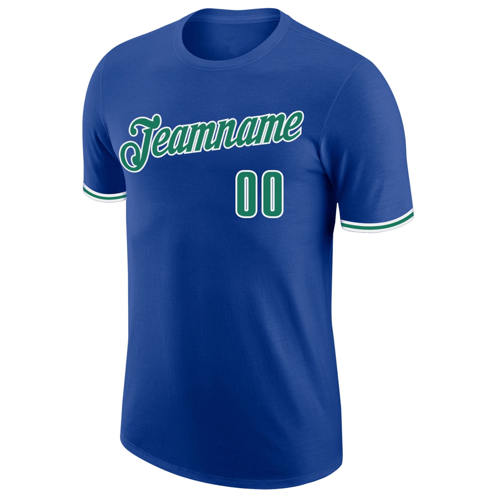 Custom Royal Kelly Green-White Performance T-Shirt view 5
