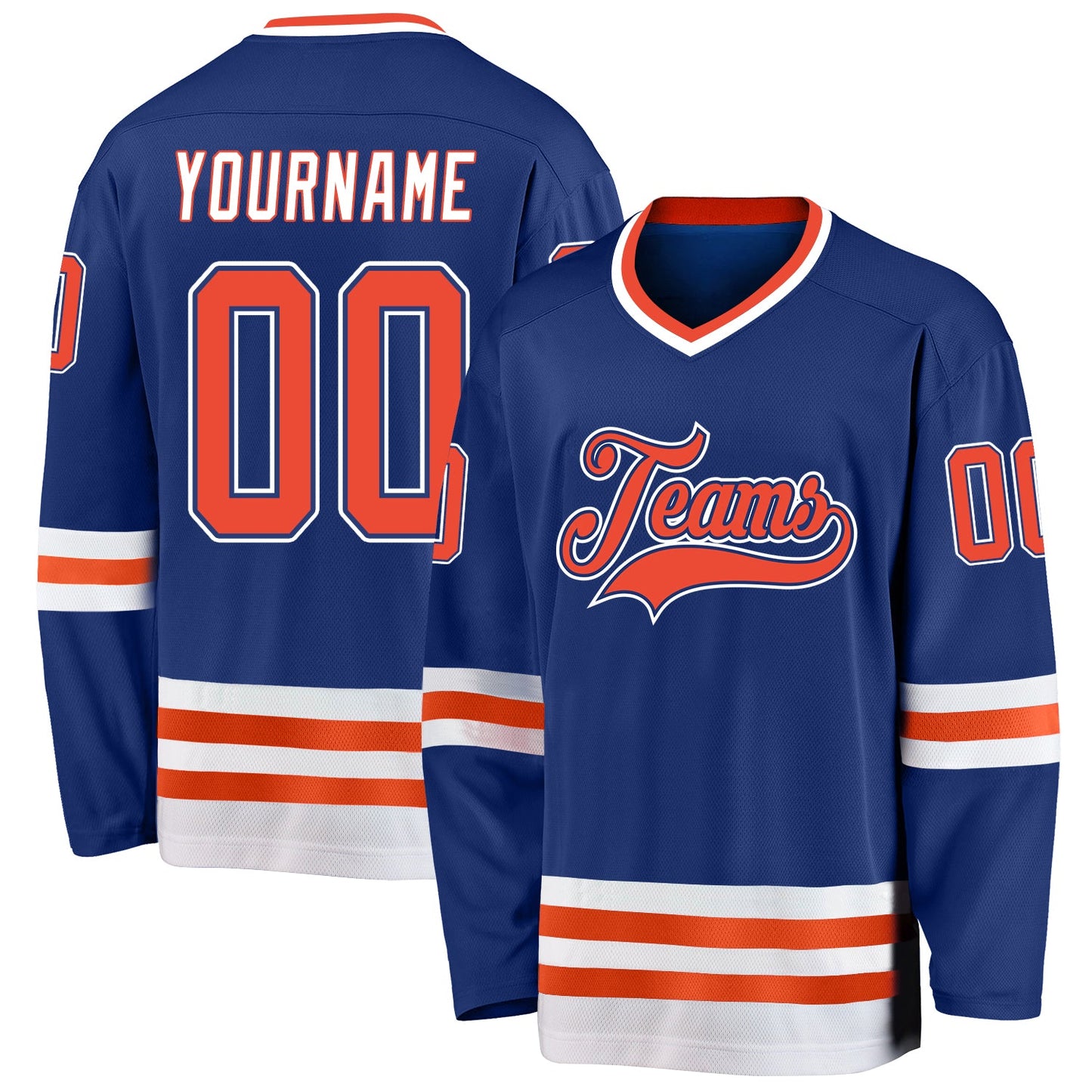 Custom Royal Orange-White Hockey Jersey - Main View