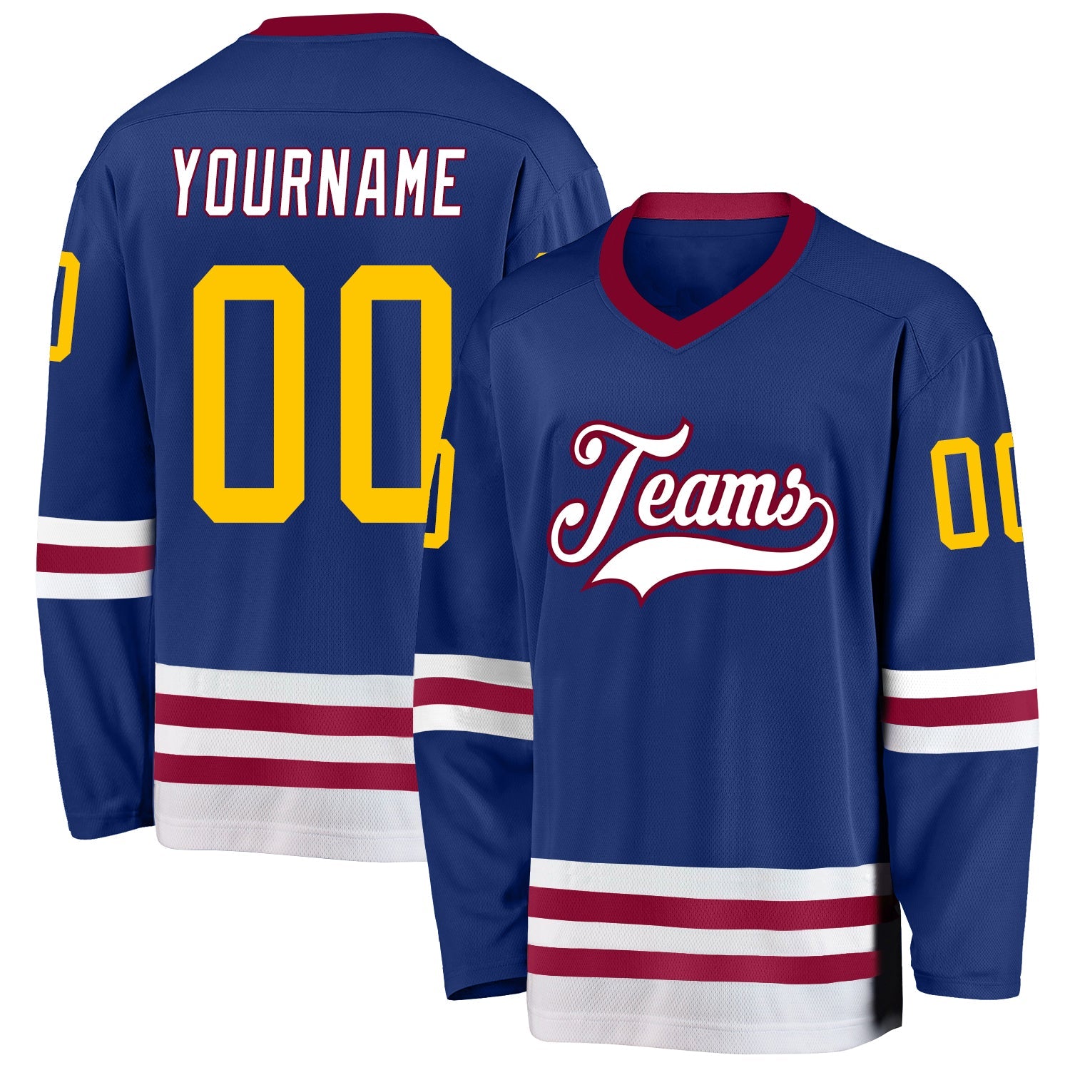 Custom Royal Gold-Maroon Hockey Jersey - Main View