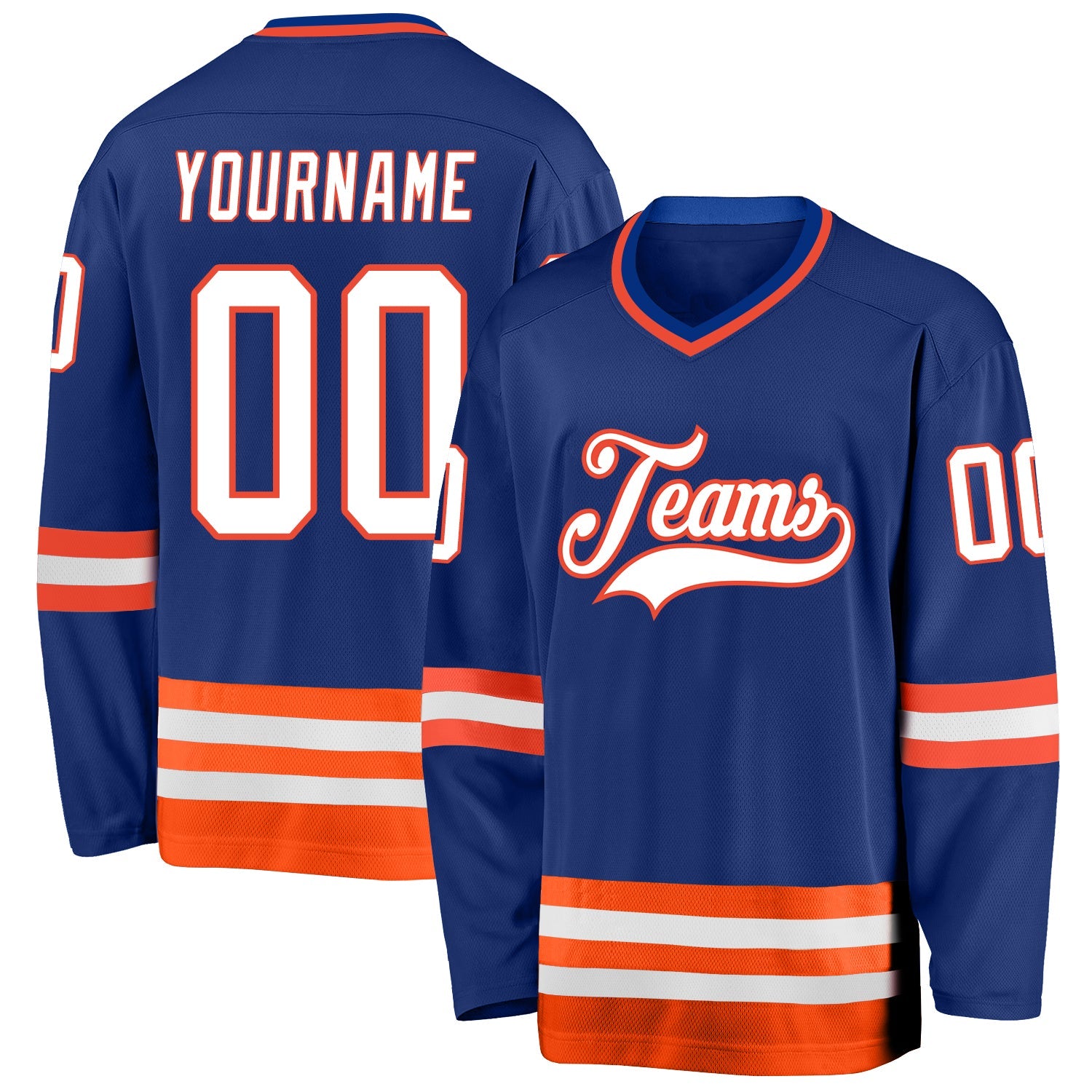 Custom Royal White-Orange Hockey Jersey - Main View