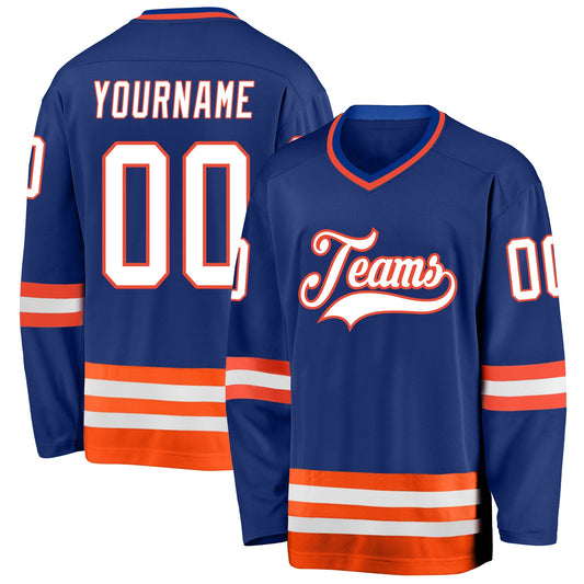 Custom Royal White-Orange Hockey Jersey - Main View