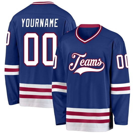 Custom Royal White-Maroon Hockey Jersey - Main View