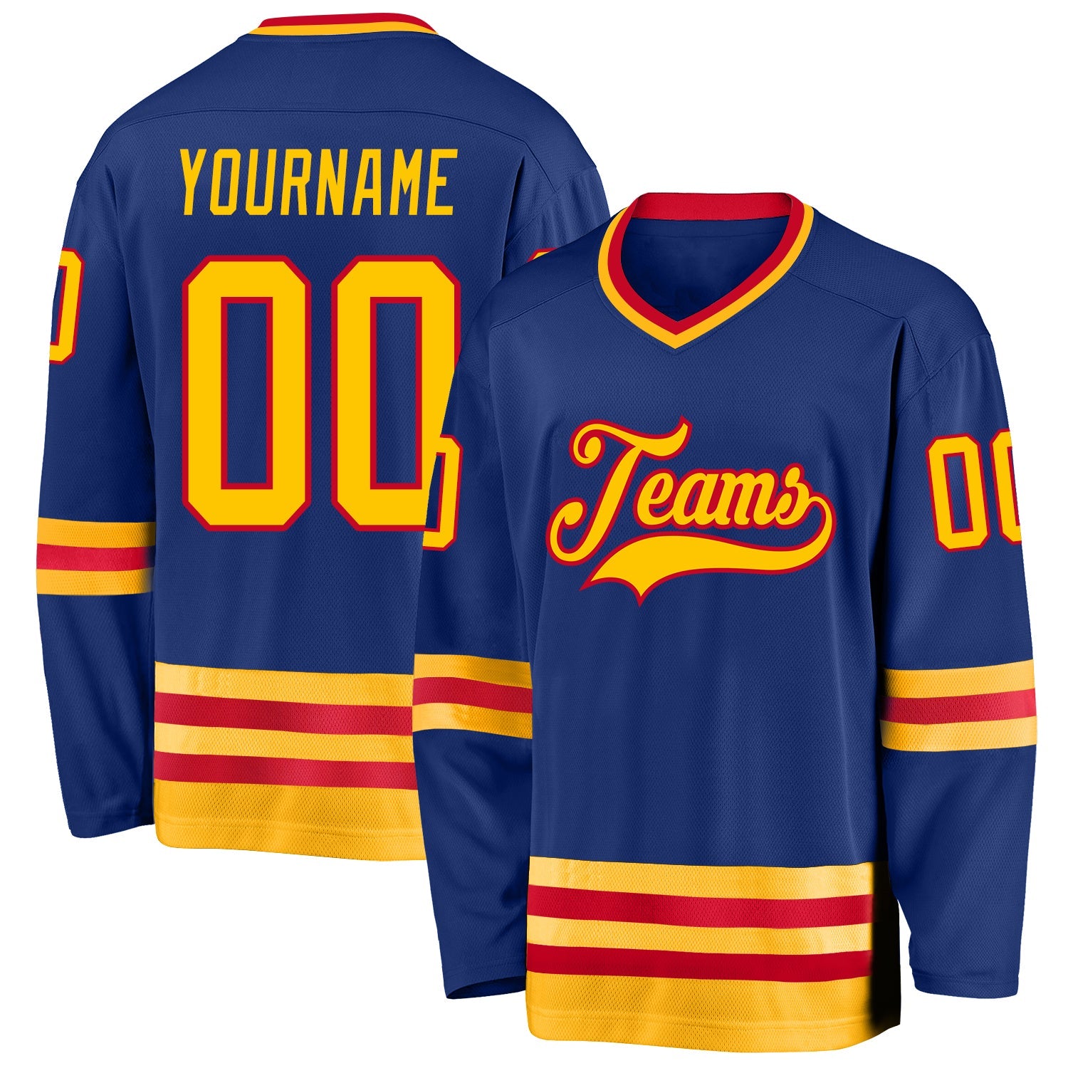 Custom Royal Gold-Red Hockey Jersey - Main View