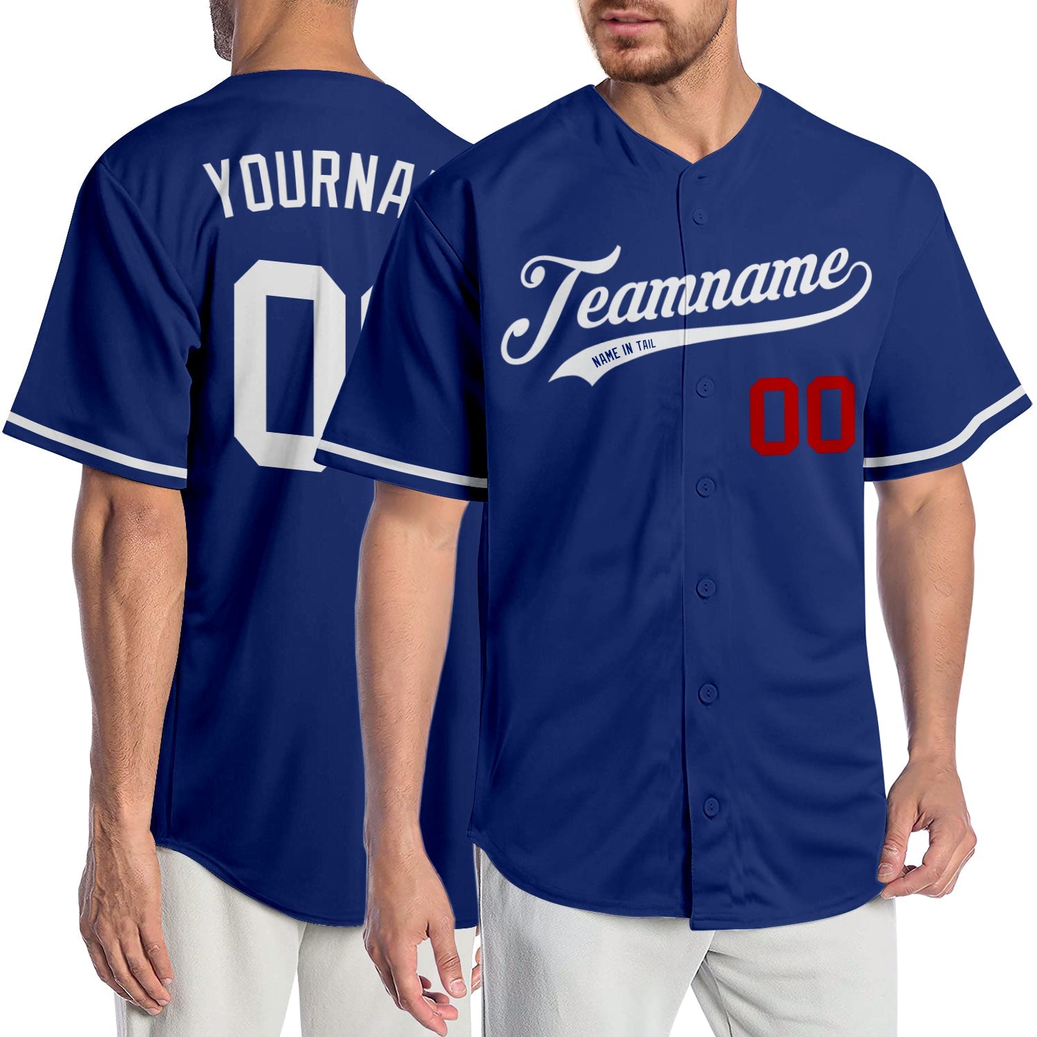 Custom Royal White-Red Authentic Baseball Jersey - Main View