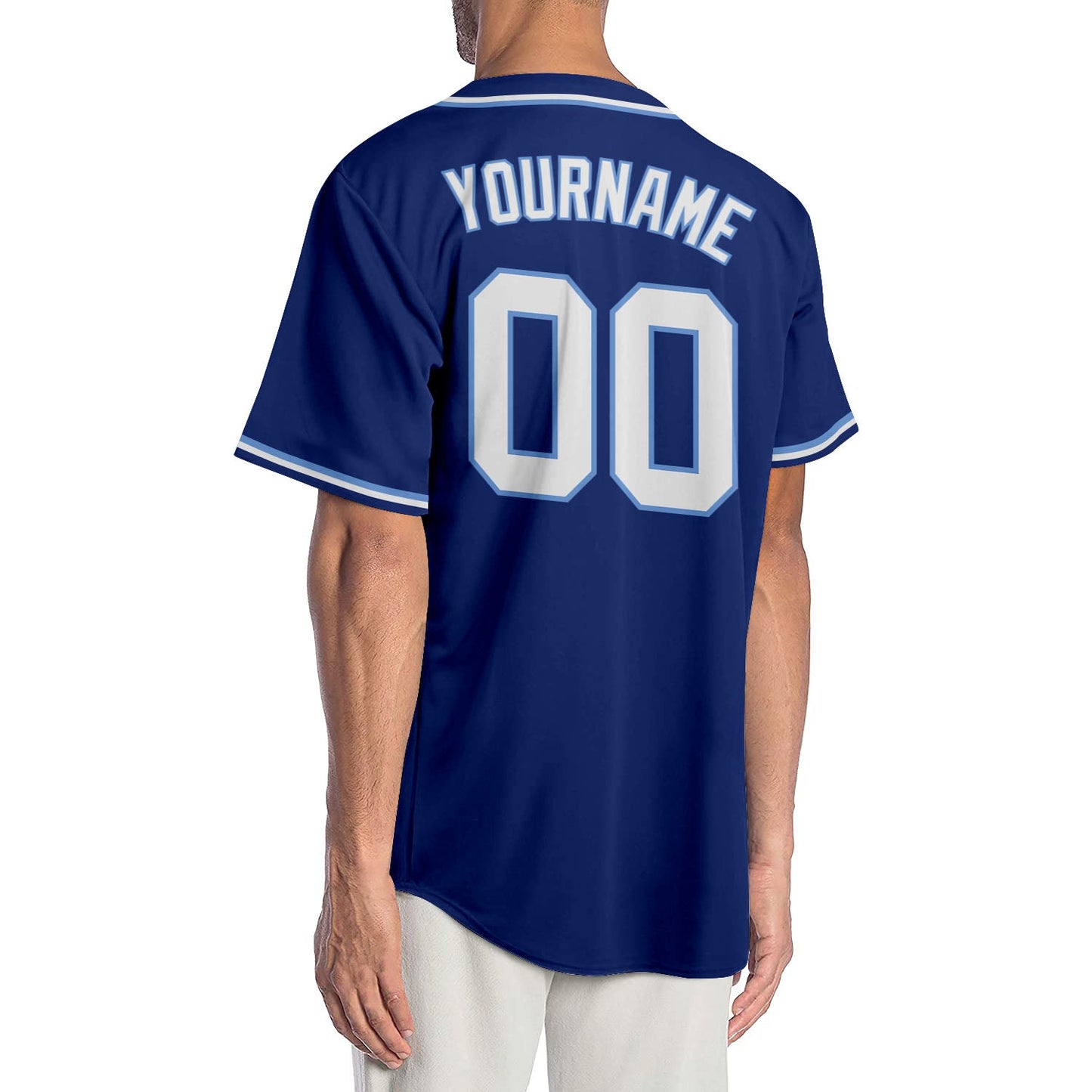 Custom Royal White-Light Blue Authentic Baseball Jersey view 2