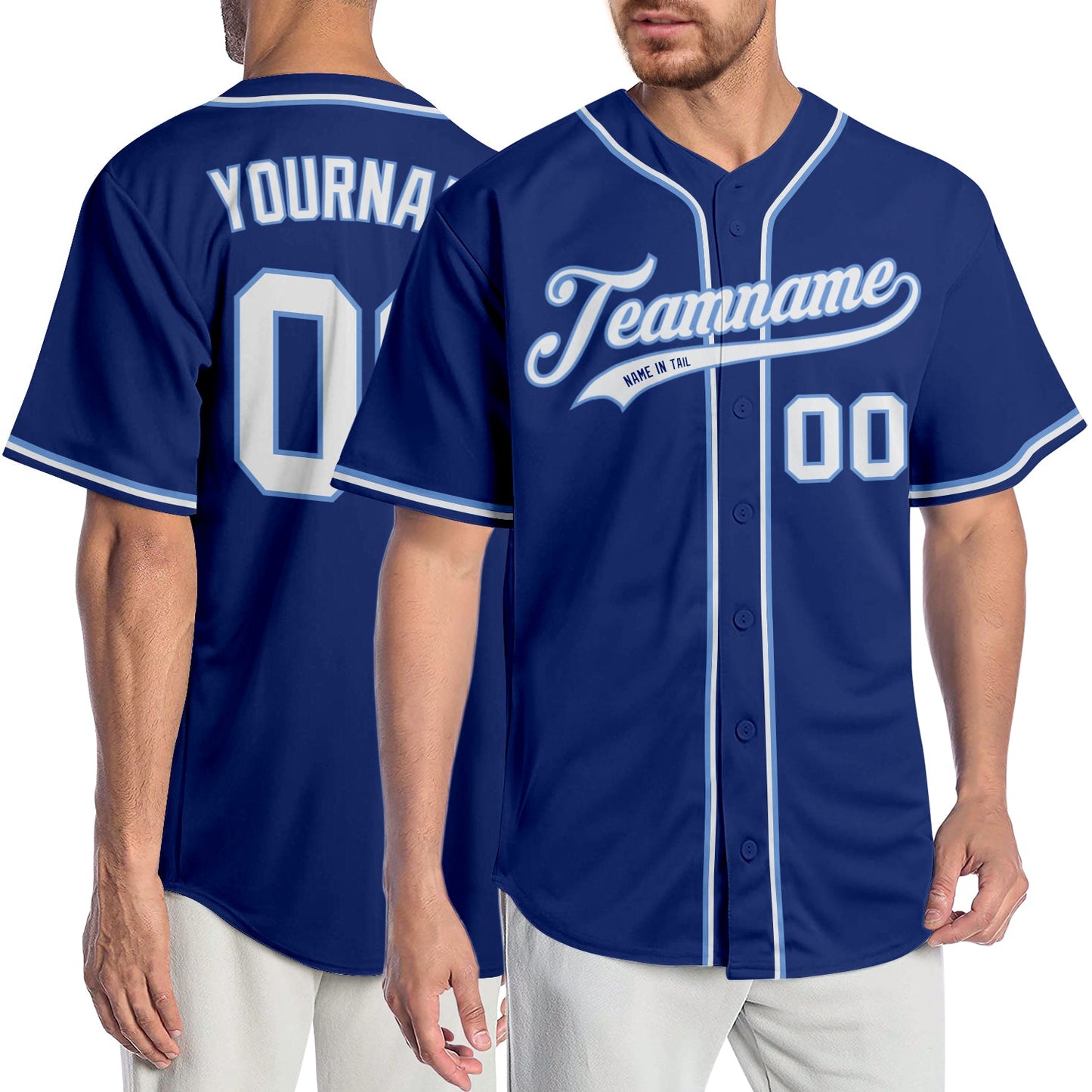 Custom Royal White-Light Blue Authentic Baseball Jersey - Main View