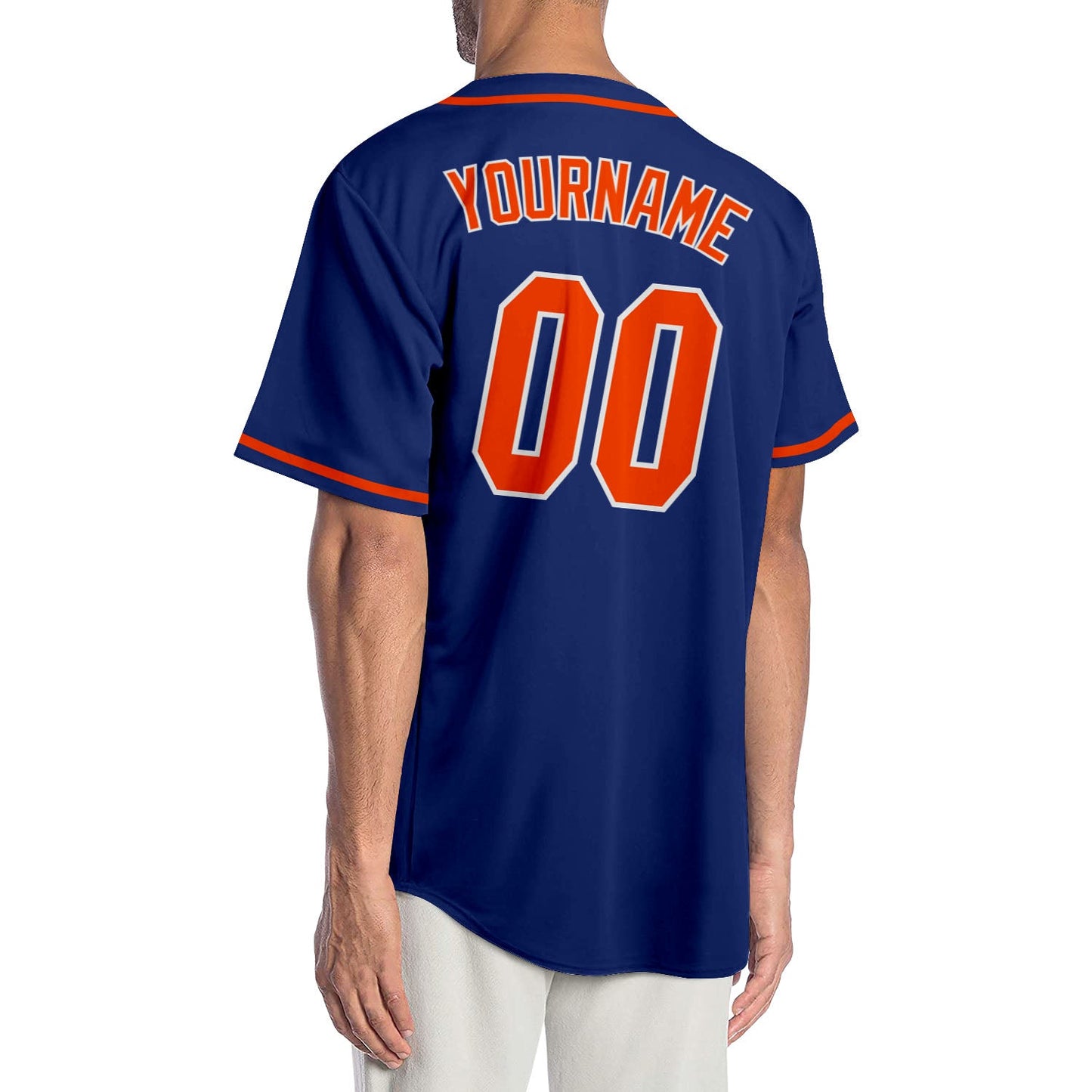 Custom Royal Orange-White Authentic Baseball Jersey view 2