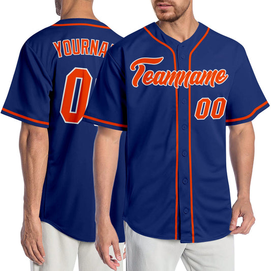 Custom Royal Orange-White Authentic Baseball Jersey - Main View