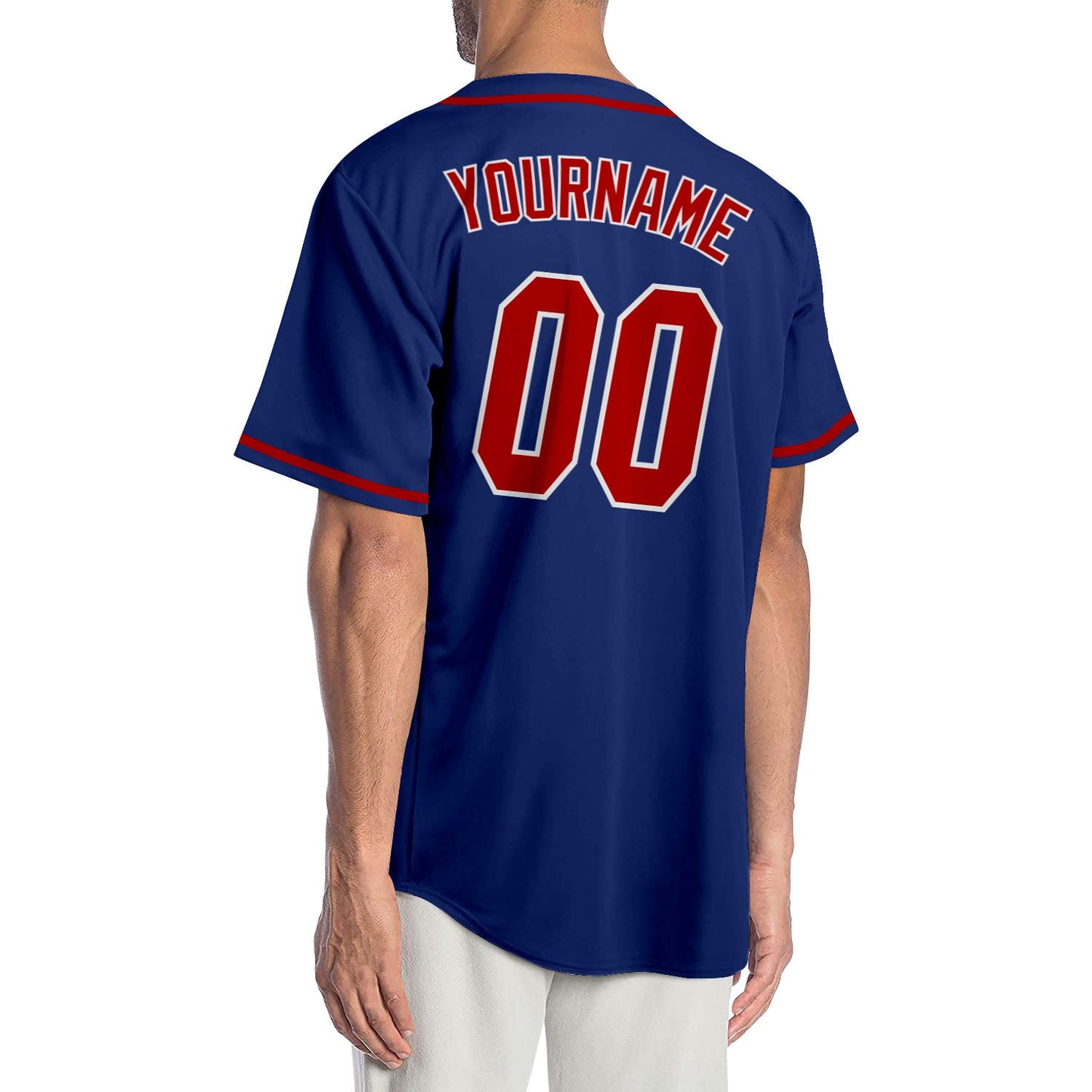 Custom Royal Red-White Authentic Baseball Jersey view 2