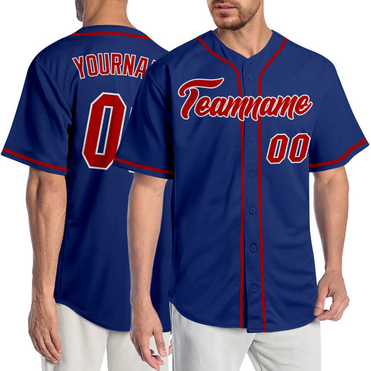 Custom Royal Red-White Authentic Baseball Jersey - Main View