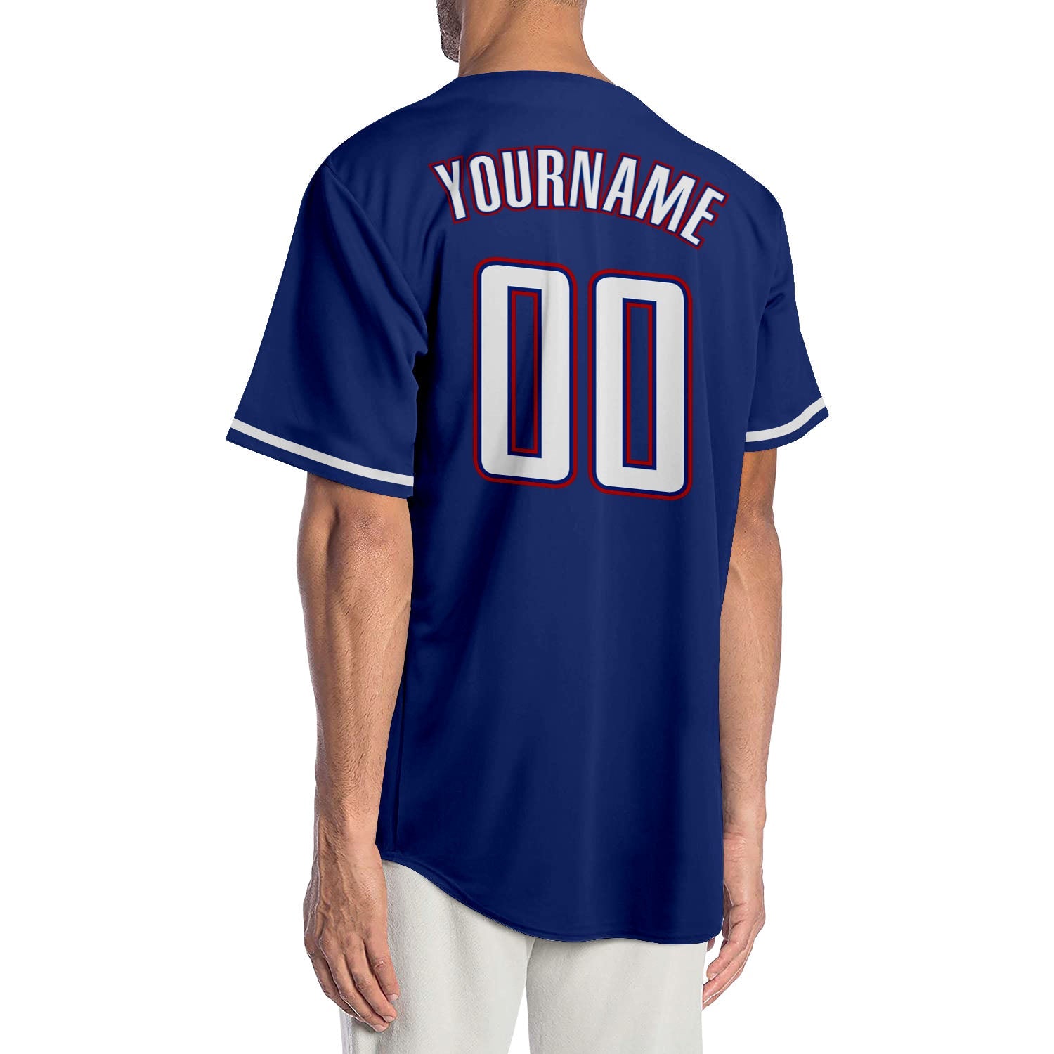 Custom Royal White-Red Authentic Baseball Jersey view 2