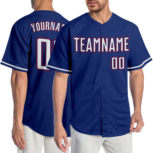 Custom Royal White-Red Authentic Baseball Jersey - Main View