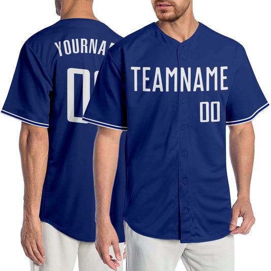Custom Royal White Authentic Baseball Jersey - Main View