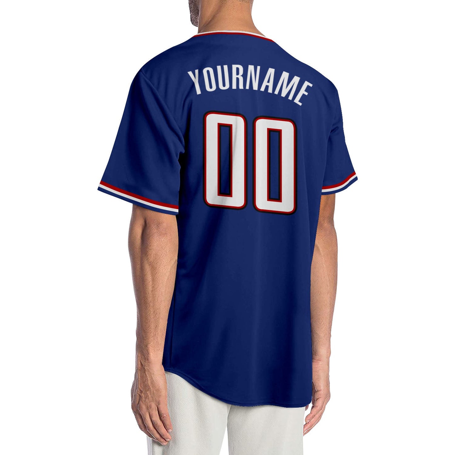 Custom Royal White-Red Authentic Baseball Jersey view 2