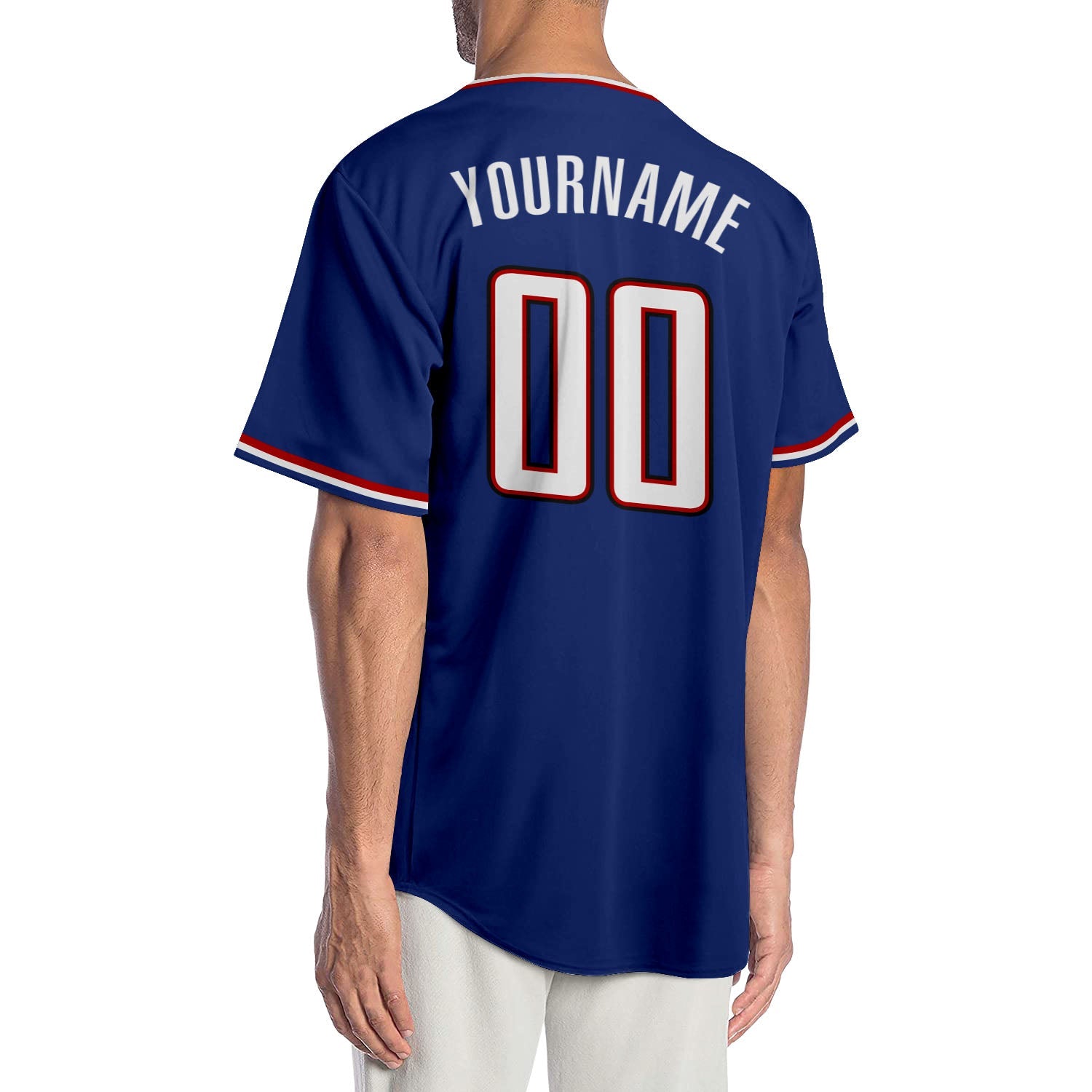 Custom Royal White-Red Authentic Baseball Jersey view 2