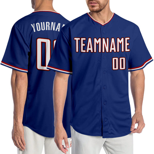 Custom Royal White-Red Authentic Baseball Jersey - Main View