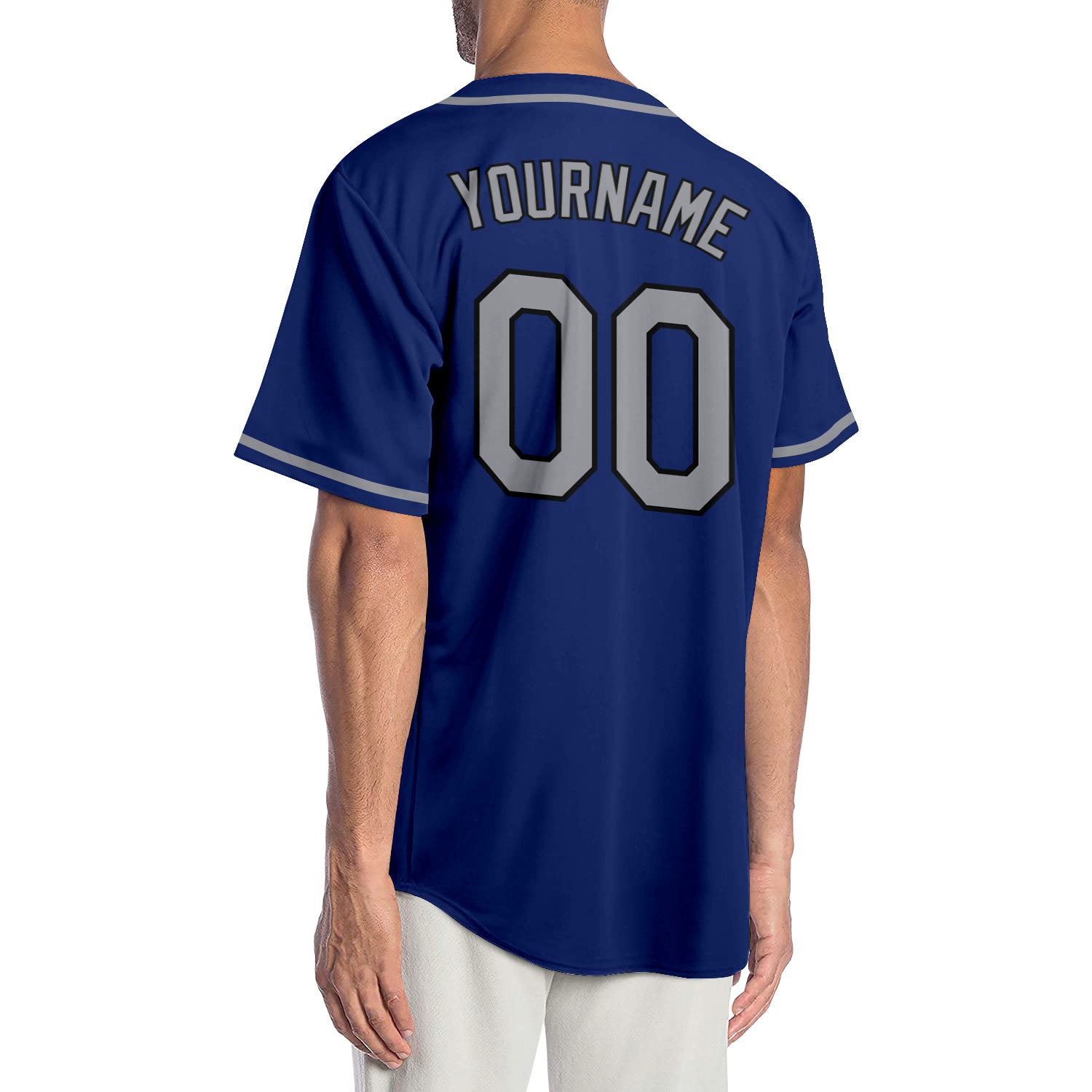 Custom Royal Gray-Black Authentic Baseball Jersey view 2