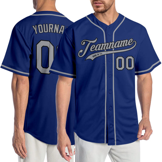Custom Royal Gray-Black Authentic Baseball Jersey - Main View