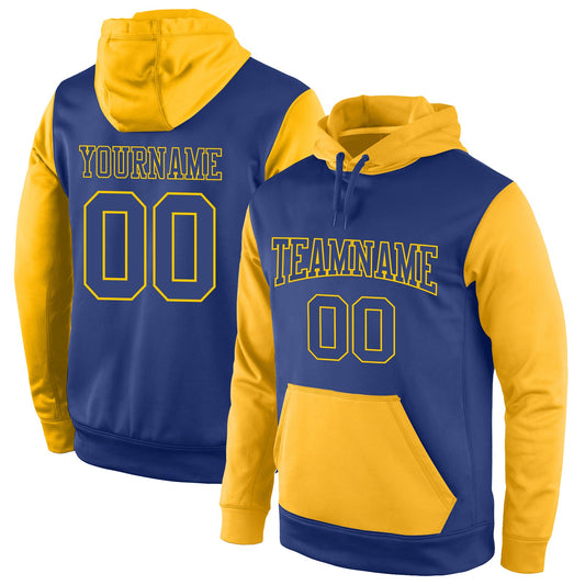 Custom Stitched Royal Royal-Gold Sports Pullover Sweatshirt Hoodie - Main View