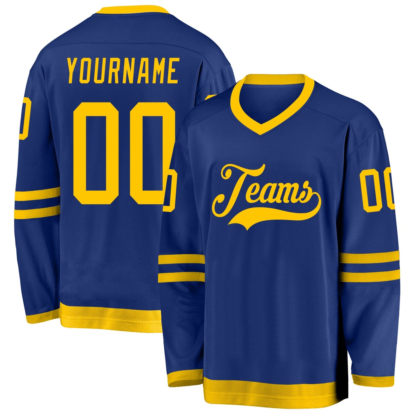 Custom Royal Gold Hockey Jersey - Main View