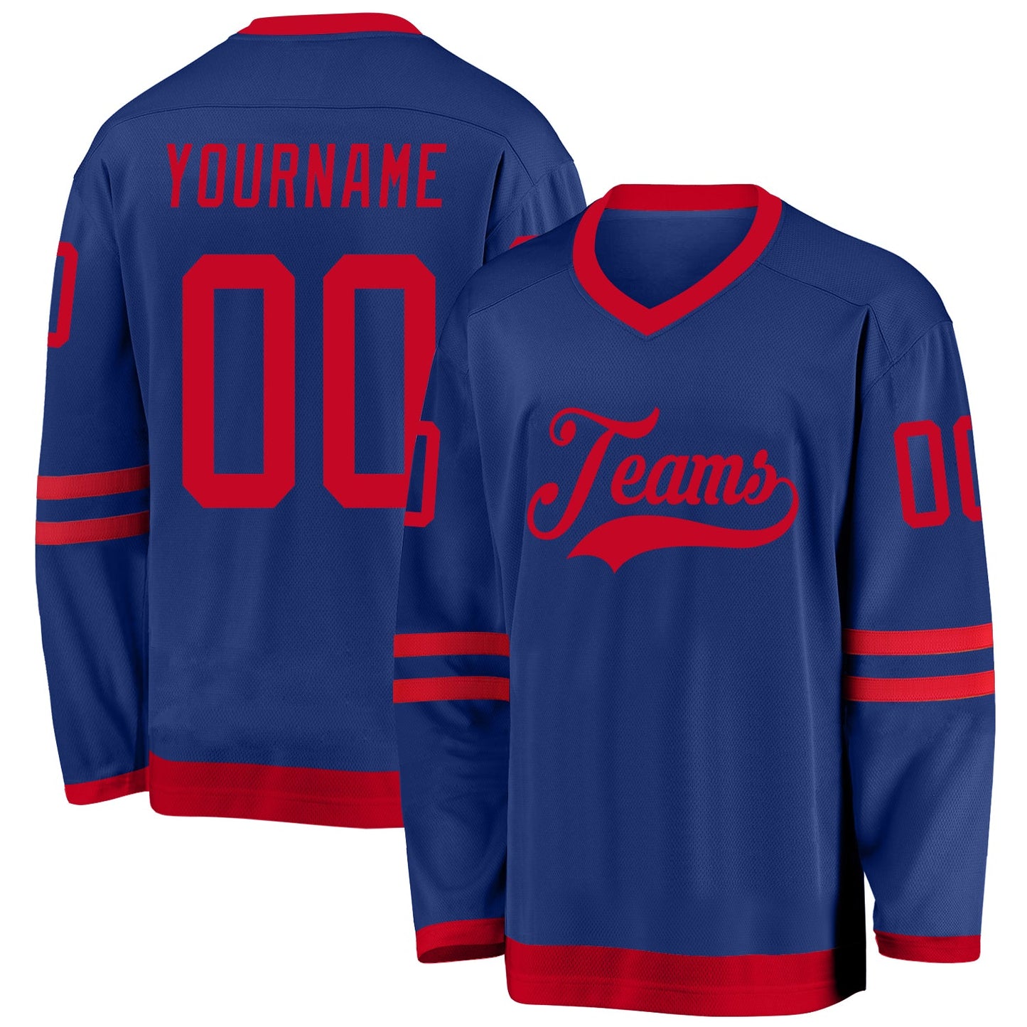 Custom Royal Red Hockey Jersey - Main View