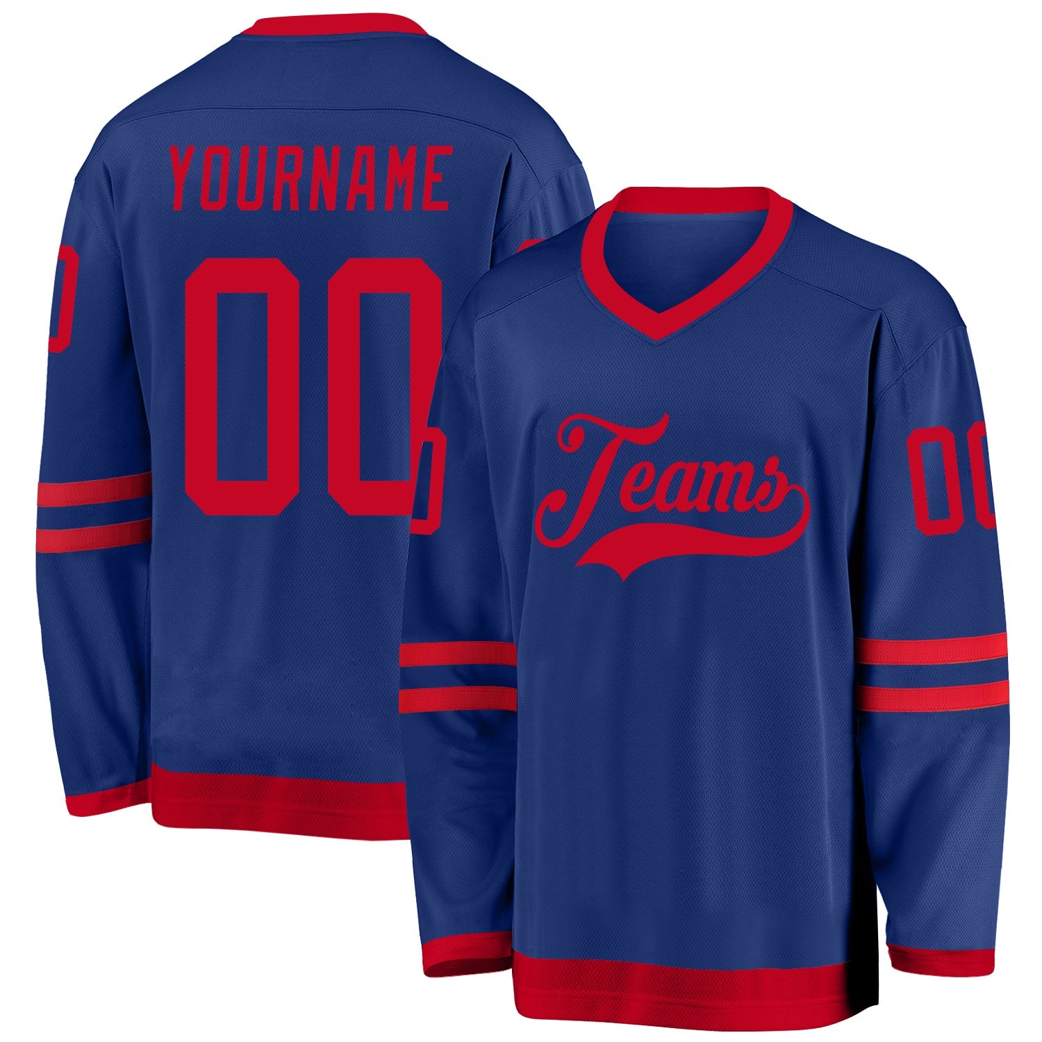 Custom Royal Red Hockey Jersey - Main View