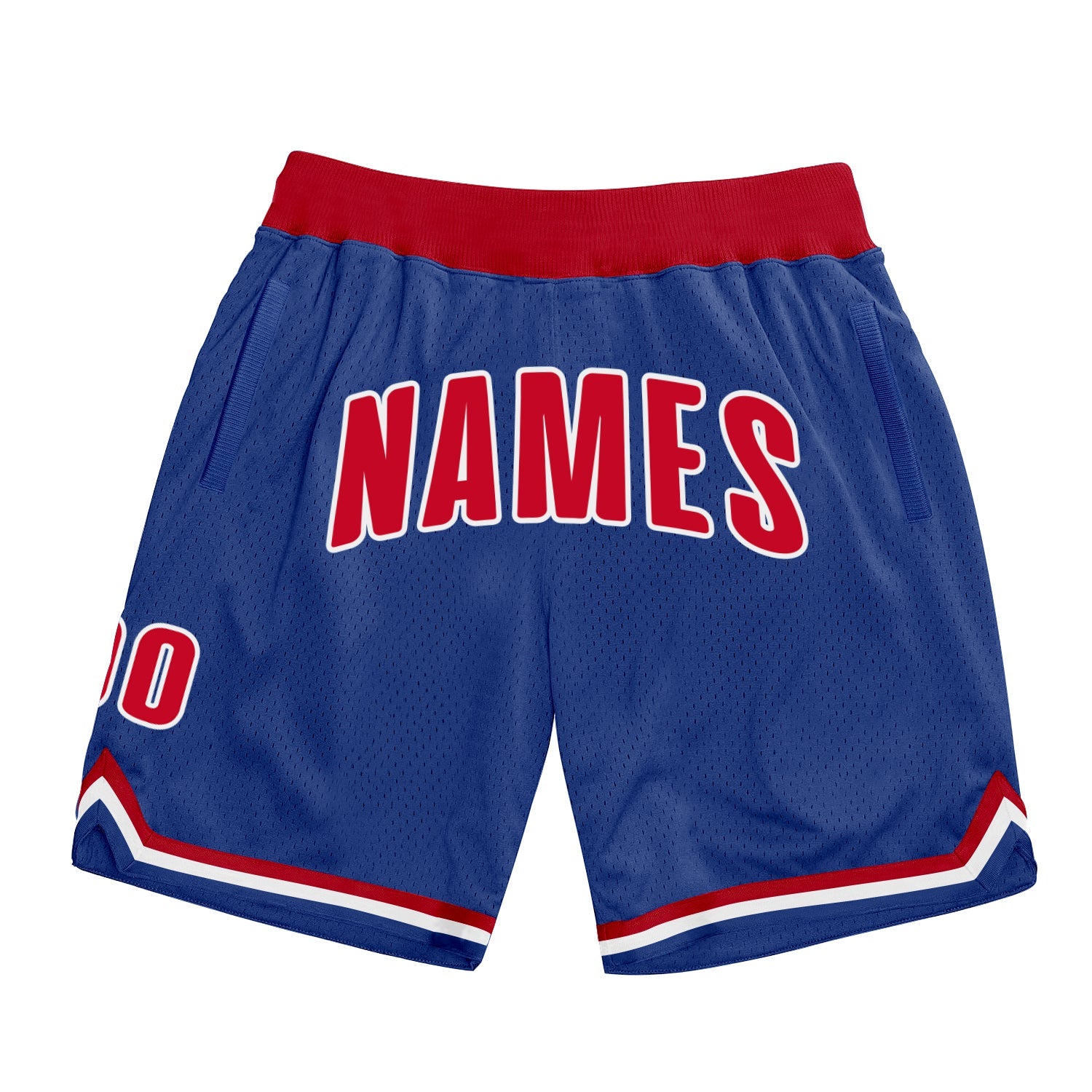 Custom Royal Red-White Authentic Throwback Basketball Shorts - Main View