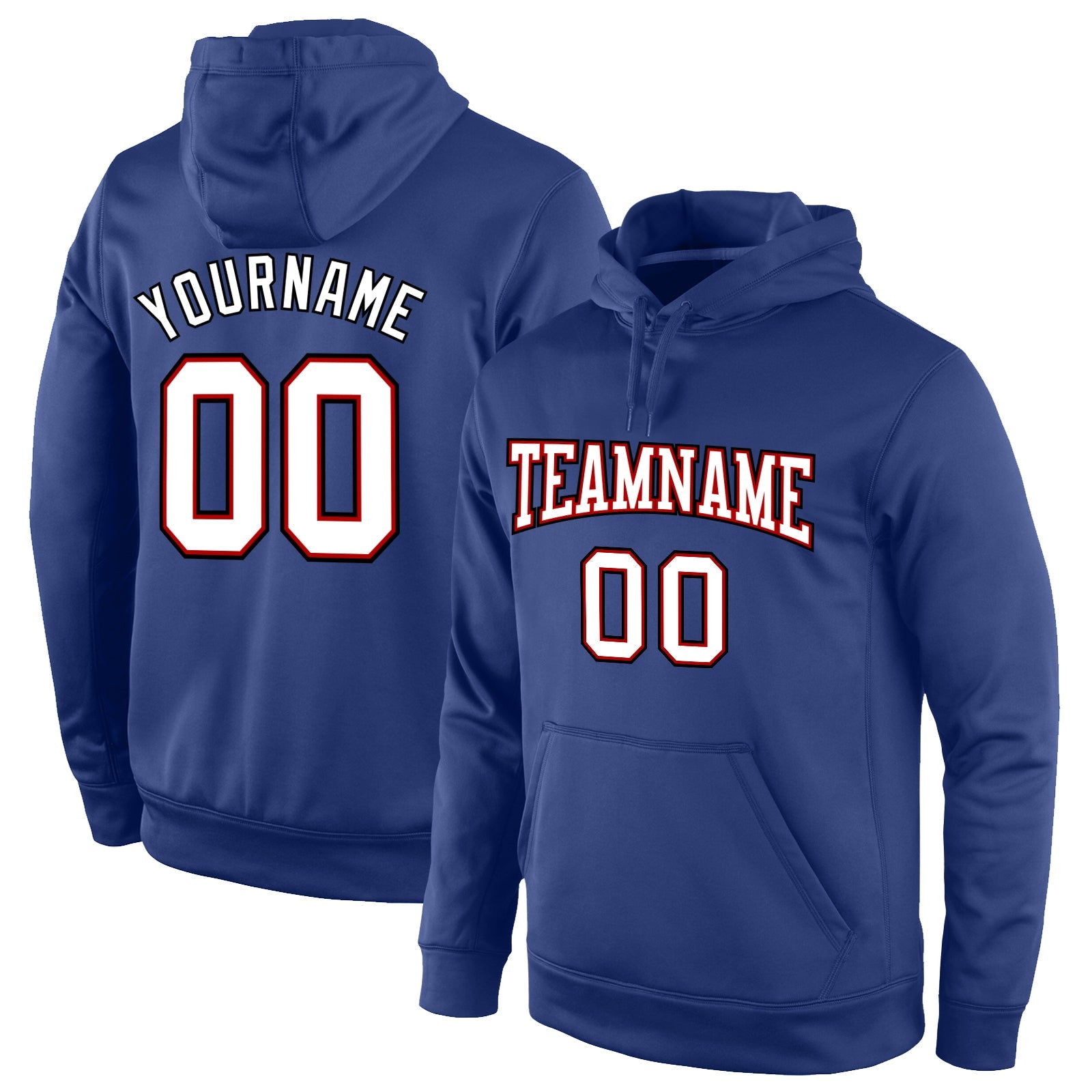 Custom Stitched Royal White-Red Sports Pullover Sweatshirt Hoodie - Main View