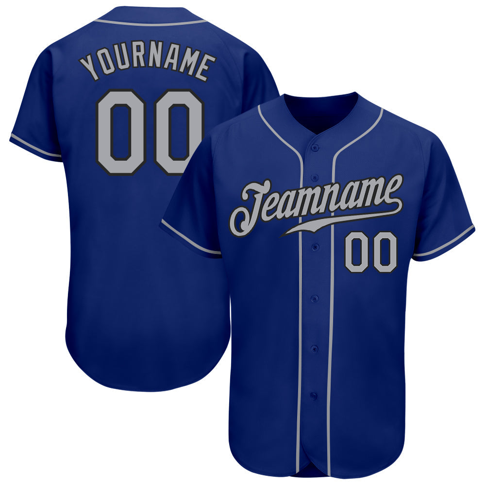 Custom Royal Gray-Black Authentic Baseball Jersey - Main View