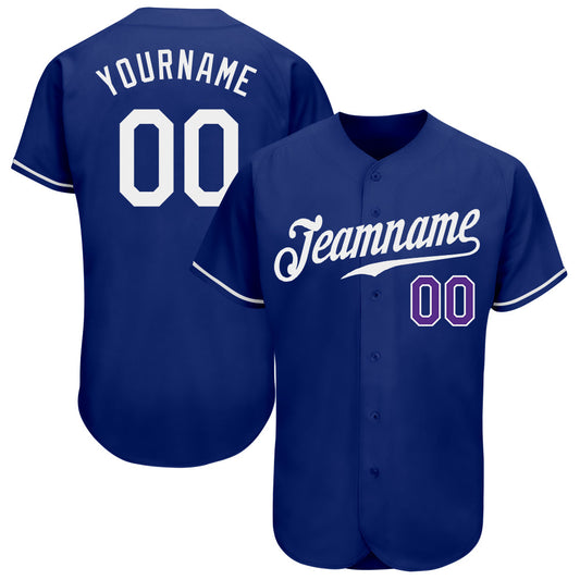 Custom Royal White-Purple Authentic Baseball Jersey - Main View