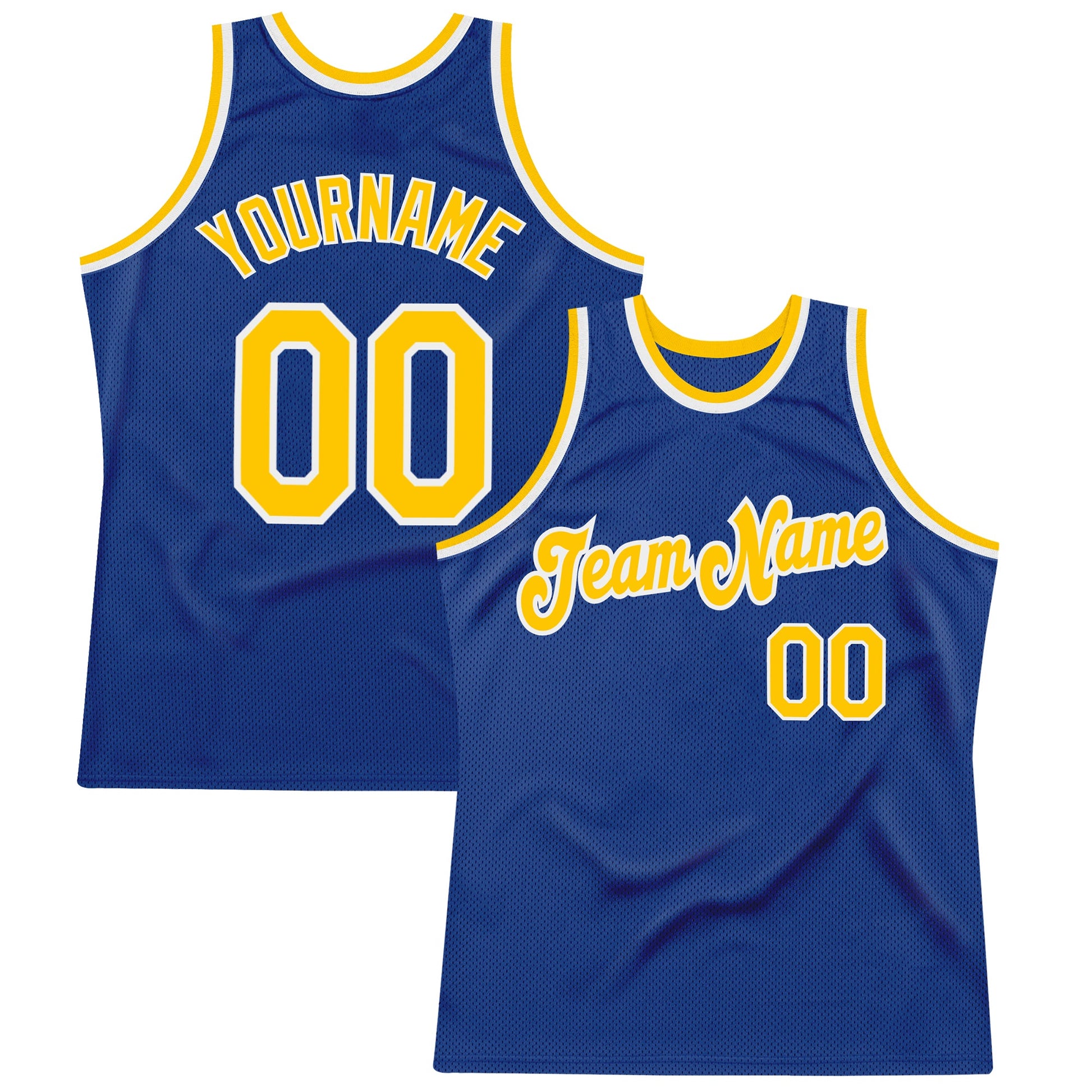Custom Royal Gold-White Authentic Throwback Basketball Jersey - Main View