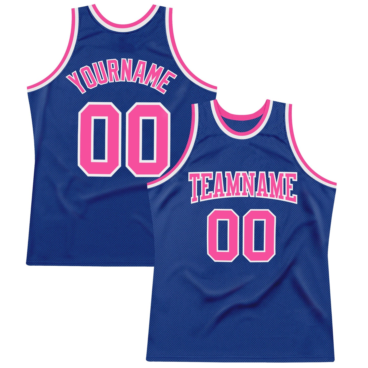Custom Royal Pink-White Authentic Throwback Basketball Jersey - Main View