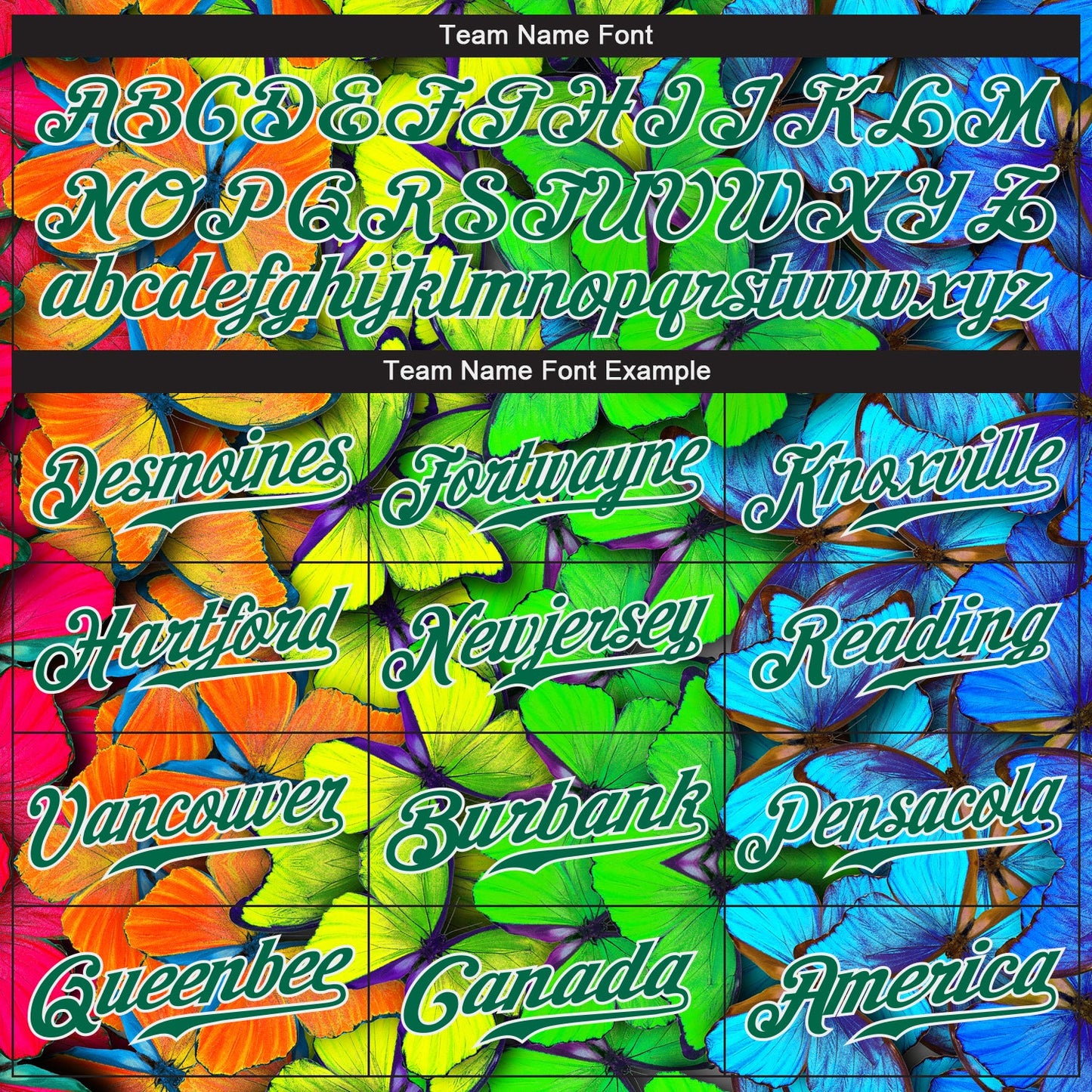 Custom Royal Kelly Green-White 3D Pattern Design Multicolored Butterflies Authentic Baseball Jersey view 4