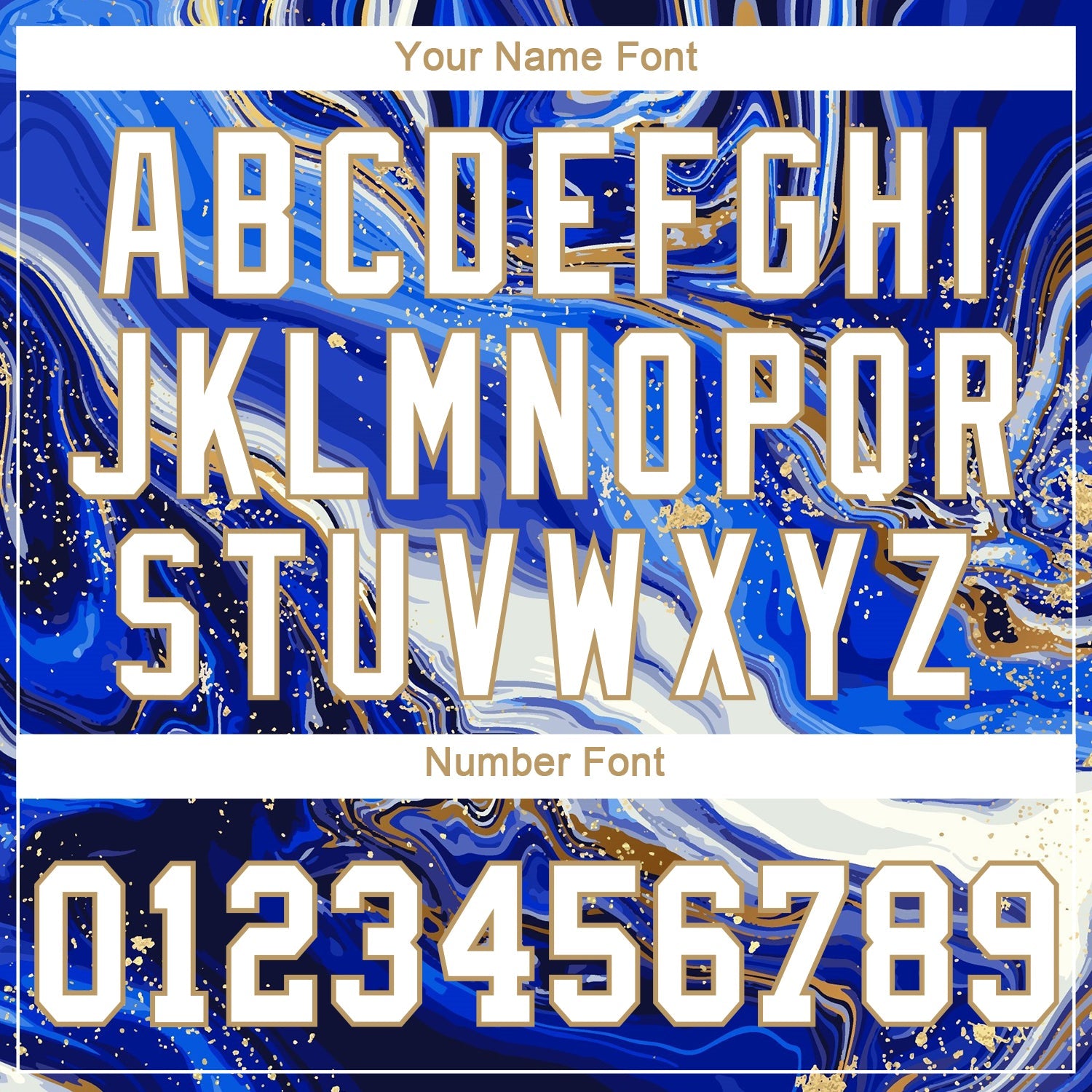 Custom Royal White-Old Gold 3D Pattern Design Marble Authentic Baseball Jersey view 5
