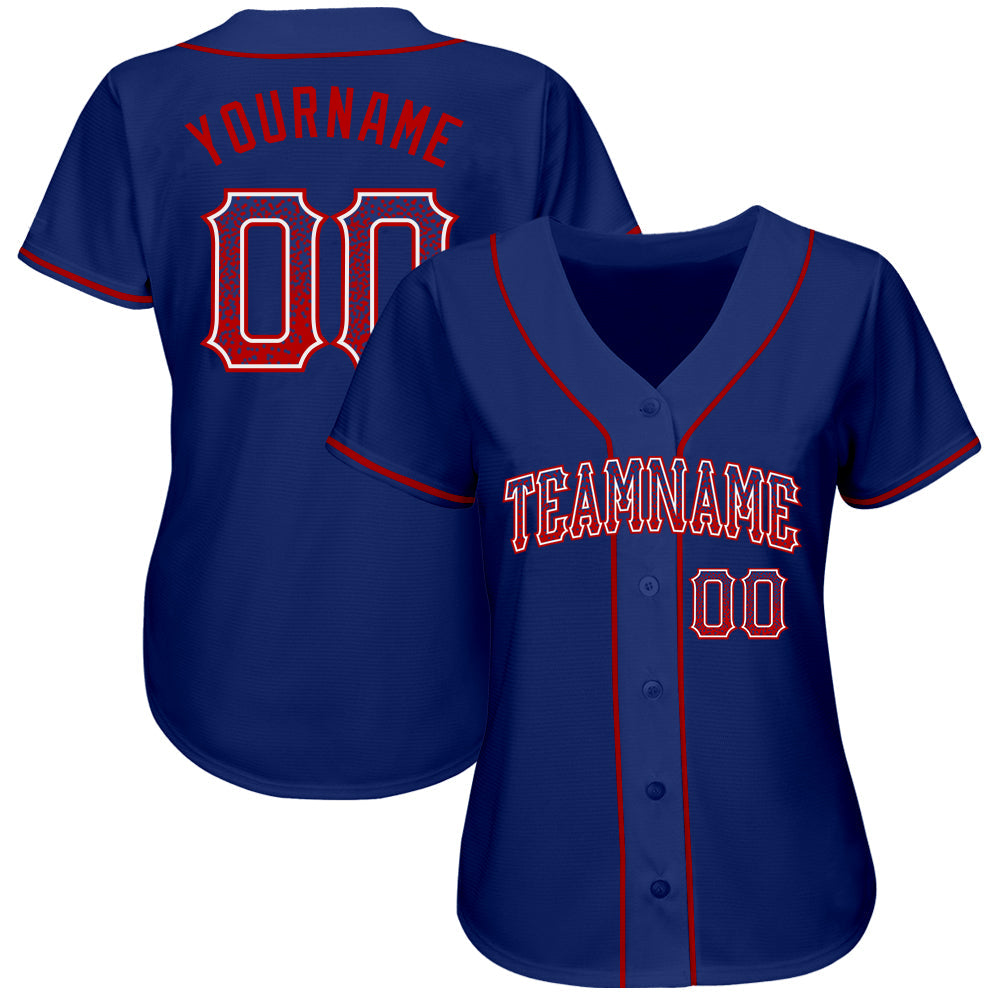 Custom Royal Red-White Authentic Drift Fashion Baseball Jersey view 2