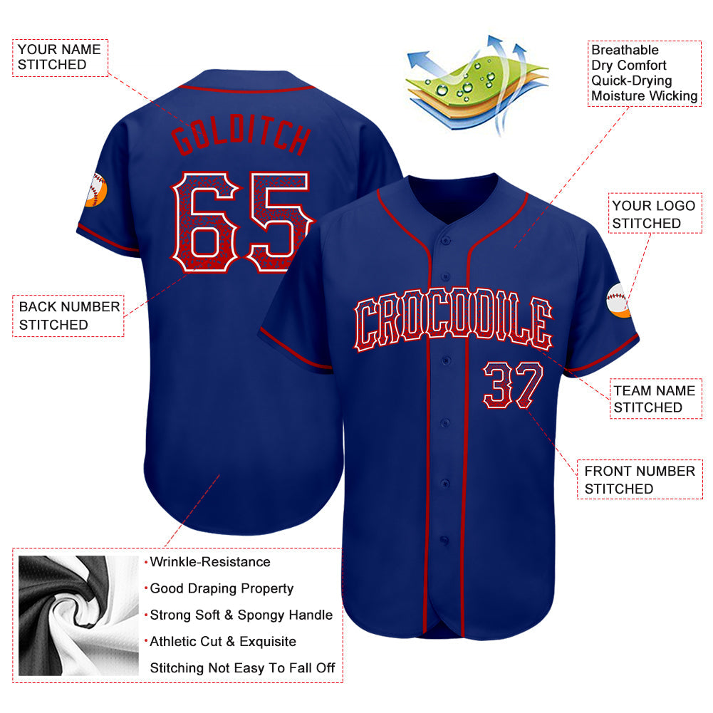 Custom Royal Red-White Authentic Drift Fashion Baseball Jersey view 3