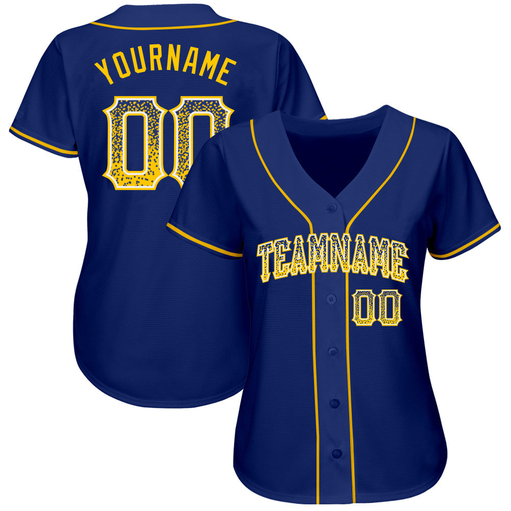Custom Royal Gold-White Authentic Drift Fashion Baseball Jersey view 2