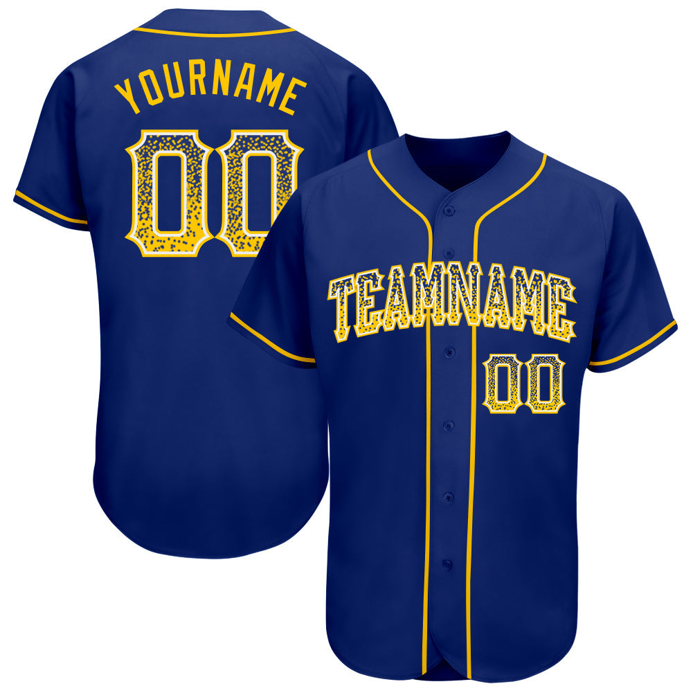 Custom Royal Gold-White Authentic Drift Fashion Baseball Jersey - Main View