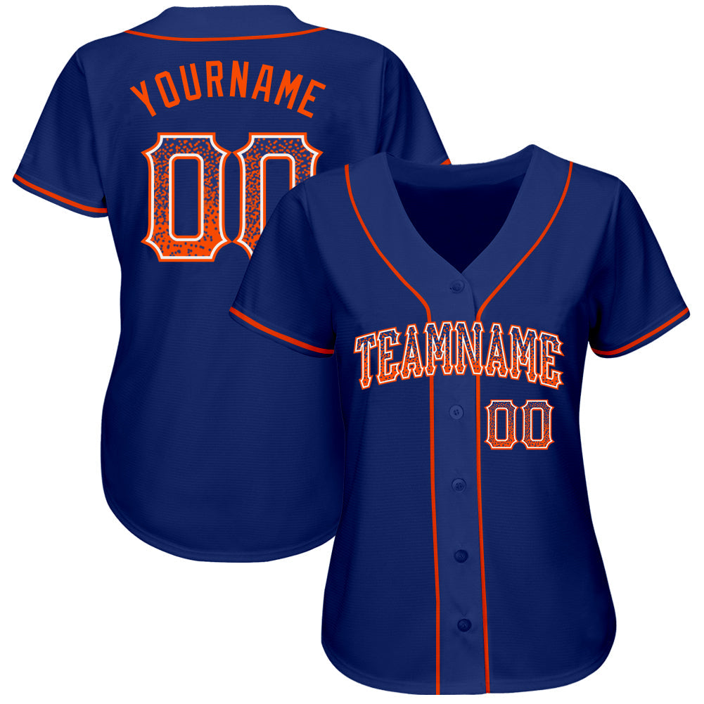 Custom Royal Orange-White Authentic Drift Fashion Baseball Jersey view 2