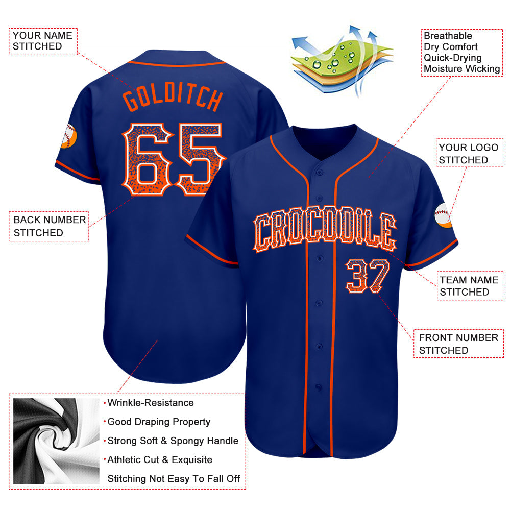 Custom Royal Orange-White Authentic Drift Fashion Baseball Jersey view 3