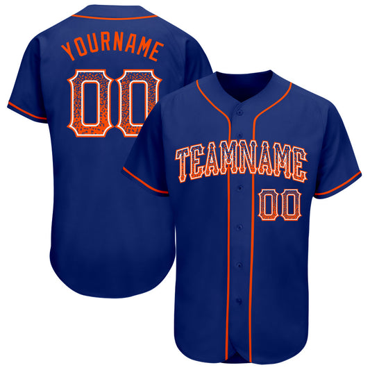 Custom Royal Orange-White Authentic Drift Fashion Baseball Jersey - Main View