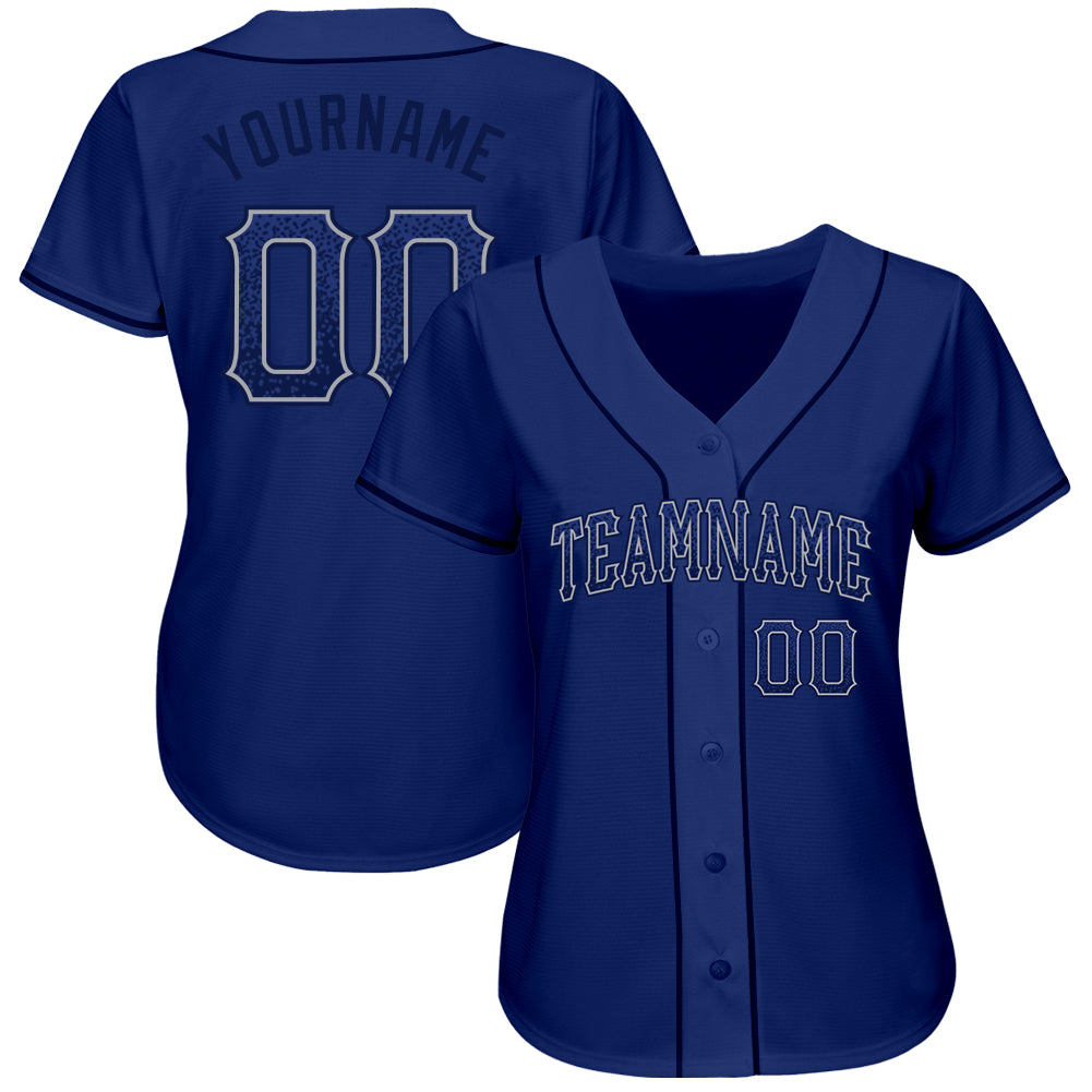 Custom Royal Navy-Gray Authentic Drift Fashion Baseball Jersey view 2