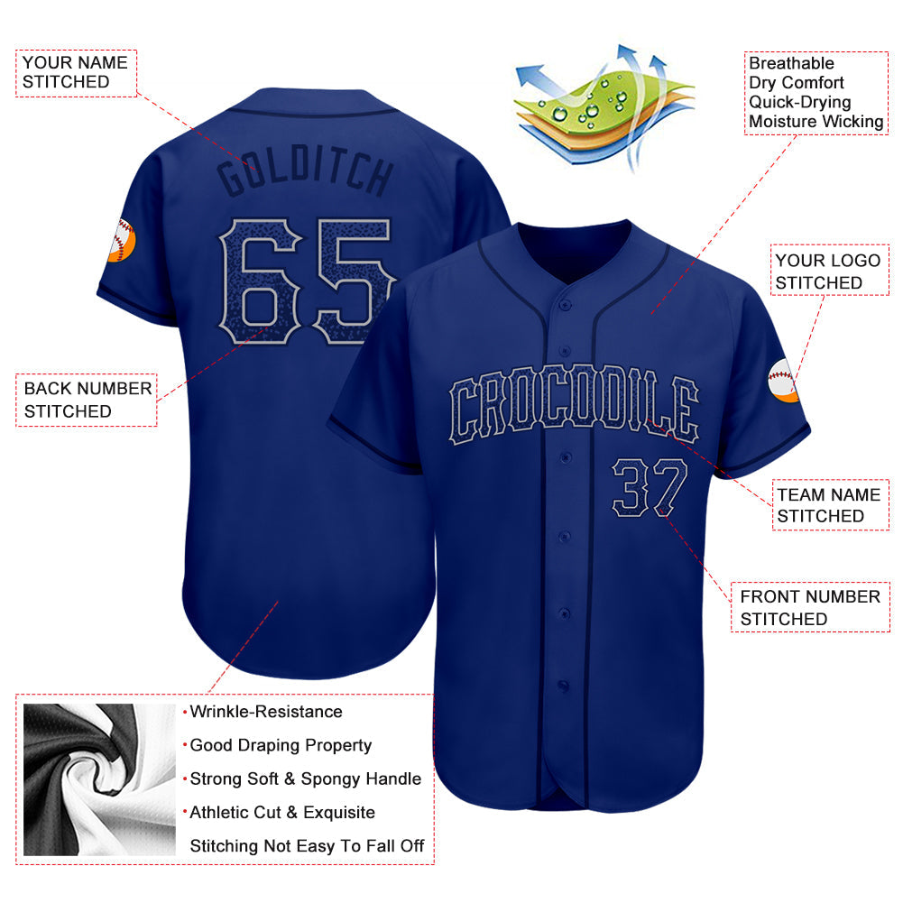 Custom Royal Navy-Gray Authentic Drift Fashion Baseball Jersey view 3