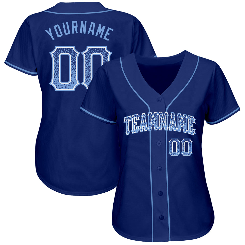 Custom Royal Light Blue-White Authentic Drift Fashion Baseball Jersey view 2