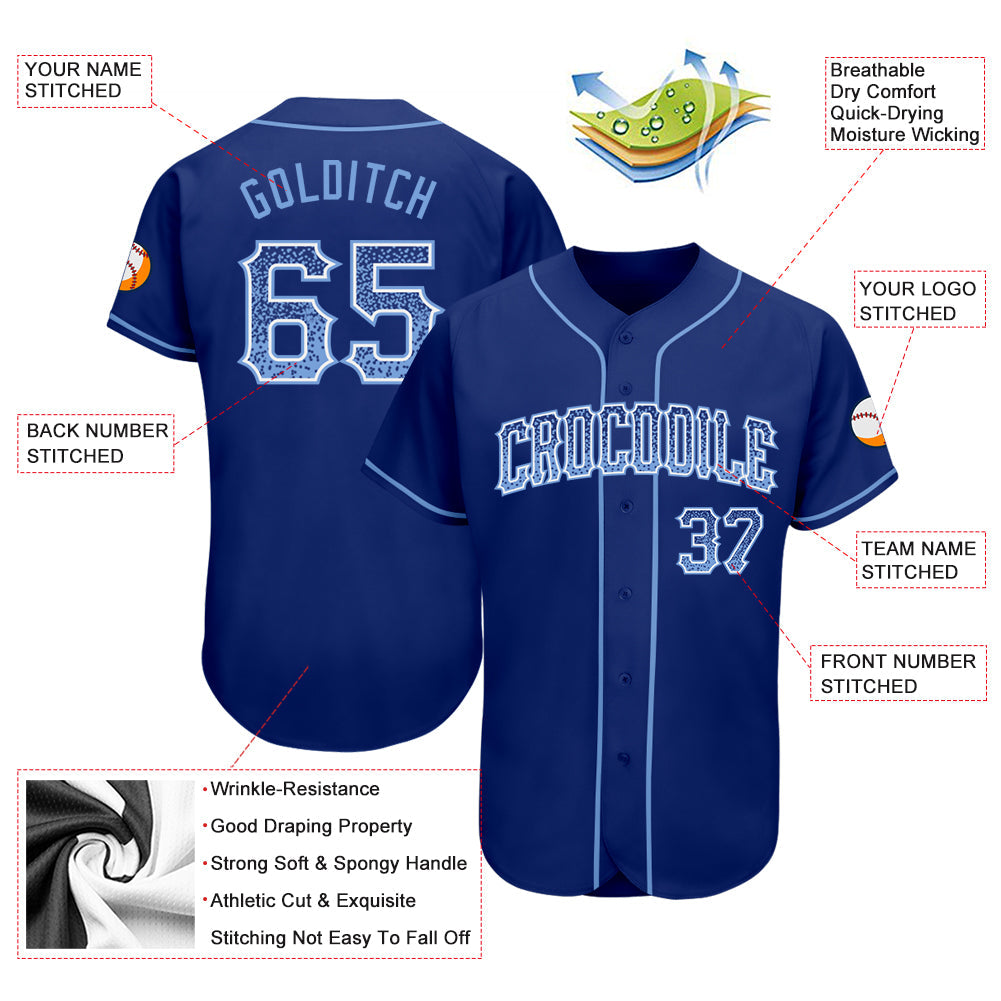 Custom Royal Light Blue-White Authentic Drift Fashion Baseball Jersey view 3