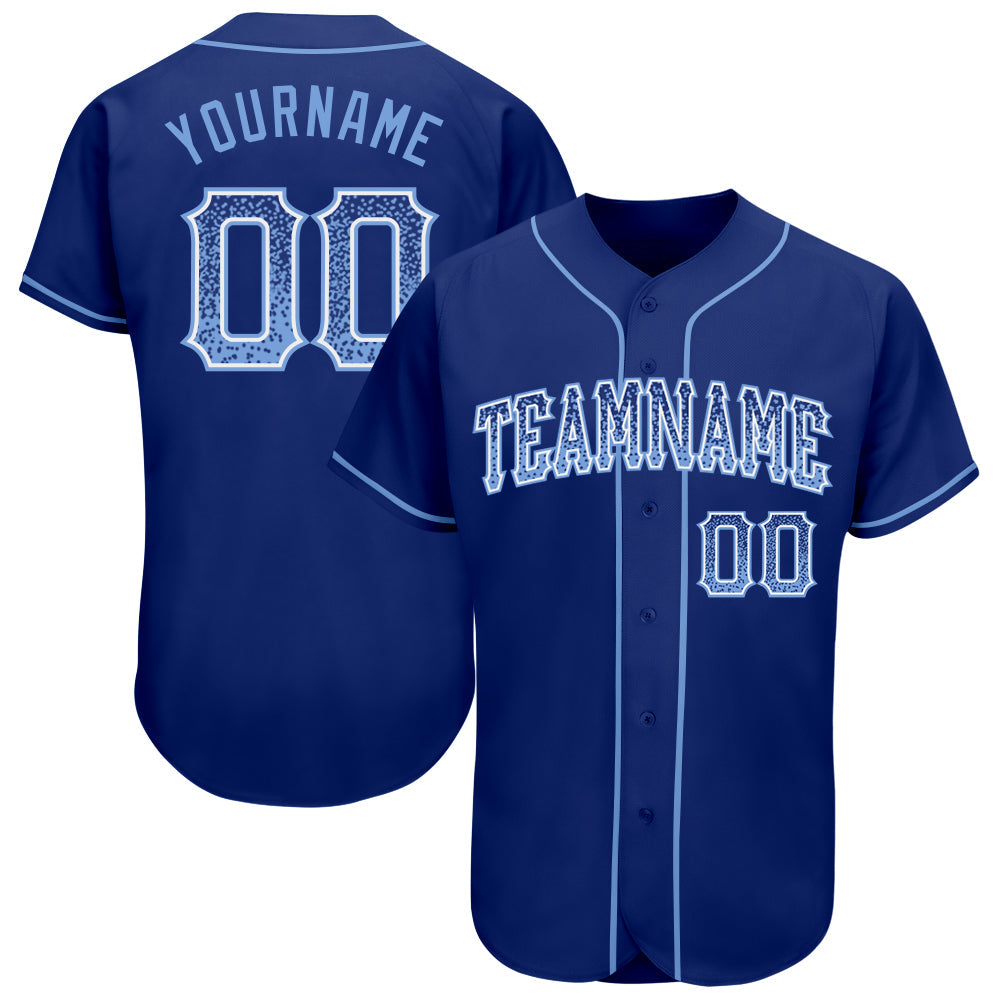 Custom Royal Light Blue-White Authentic Drift Fashion Baseball Jersey - Main View