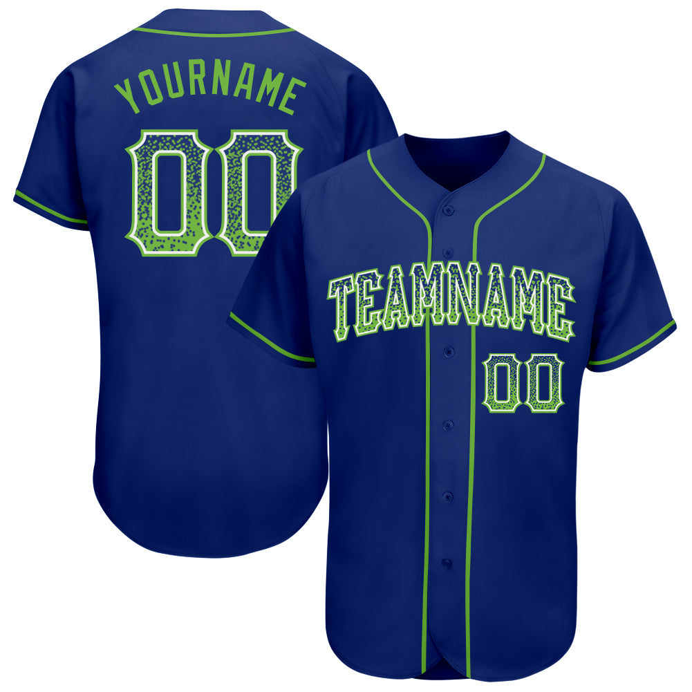 Custom Royal Neon Green-White Authentic Drift Fashion Baseball Jersey - Main View