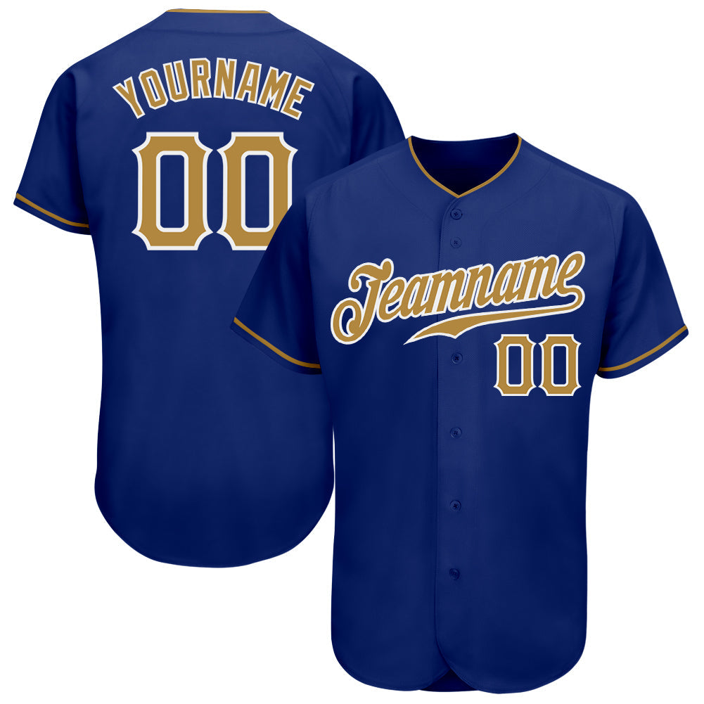 Custom Royal Old Gold-White Authentic Baseball Jersey - Main View