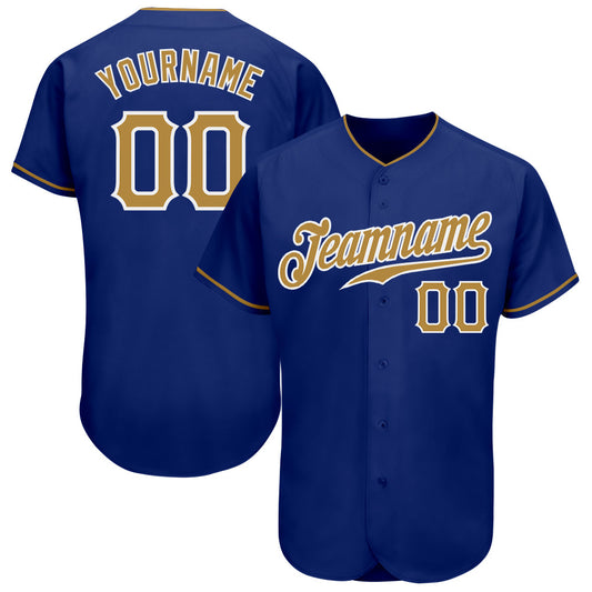 Custom Royal Old Gold-White Authentic Baseball Jersey - Main View