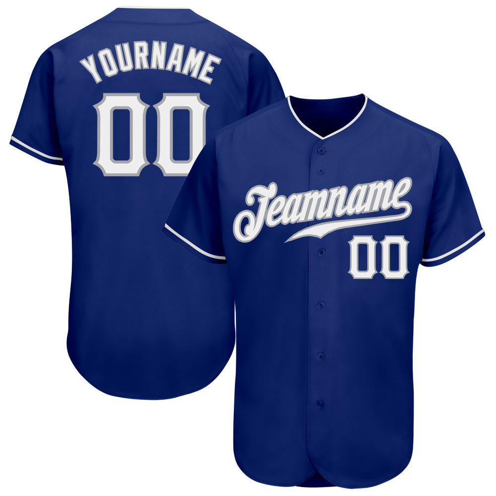 Custom Royal White-Gray Authentic Baseball Jersey - Main View